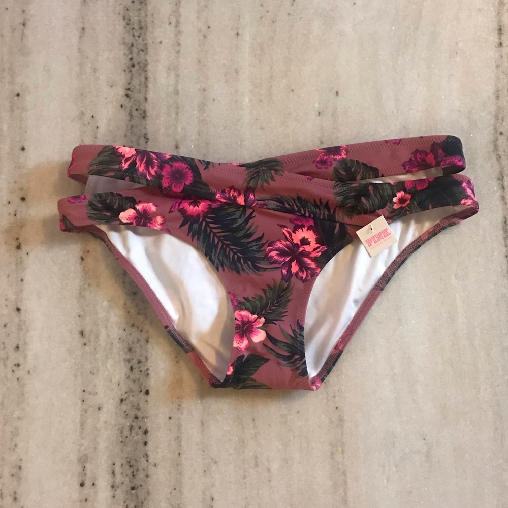 VS Pink Cutout Floral Bikini Bottom